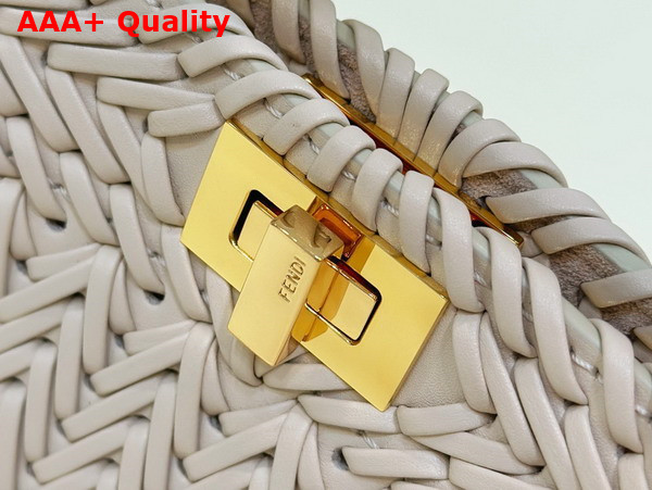 Fendi Peekaboo Iseeu Petite in White Woven Leather Replica