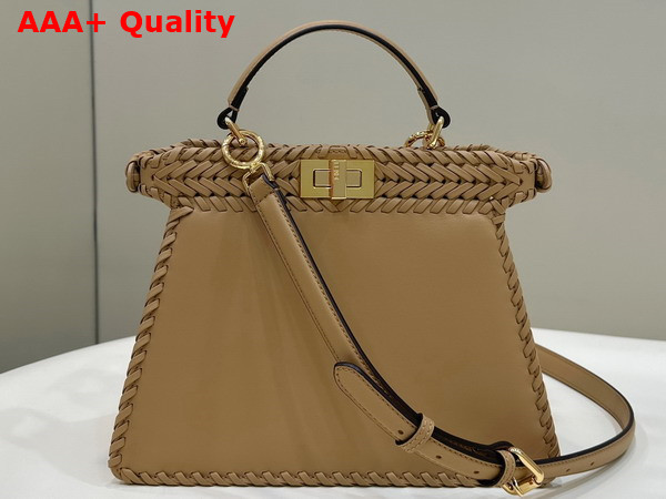 Fendi Peekaboo Iseeu Small Bag in Beige Woven Leather Replica