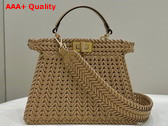 Fendi Peekaboo Iseeu Small Bag in Beige Woven Leather Replica