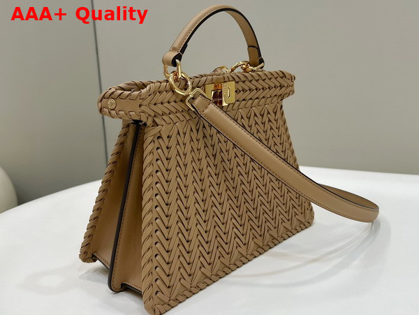 Fendi Peekaboo Iseeu Small Bag in Beige Woven Leather Replica