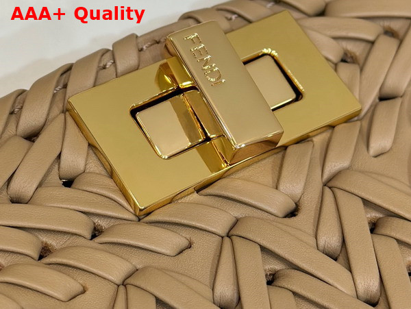 Fendi Peekaboo Iseeu Small Bag in Beige Woven Leather Replica