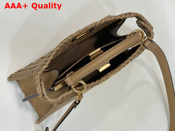 Fendi Peekaboo Iseeu Small Bag in Beige Woven Leather Replica
