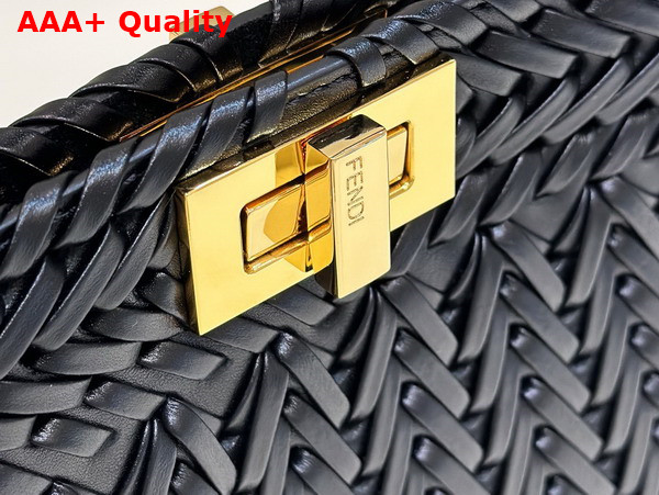Fendi Peekaboo Iseeu Small Bag in Black Woven Leather Replica