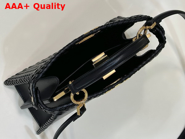 Fendi Peekaboo Iseeu Small Bag in Black Woven Leather Replica