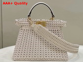Fendi Peekaboo Iseeu Small Bag in White Woven Leather Replica