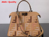 Fendi Peekaboo Iseeu Small Cappuccino Colored Leather Bag with FF Interlacing Replica