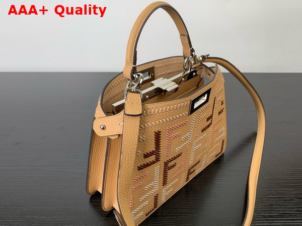 Fendi Peekaboo Iseeu Small Cappuccino Colored Leather Bag with FF Interlacing Replica