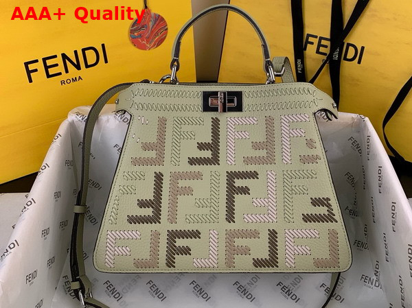 Fendi Peekaboo Iseeu Small Sage Green Leather Bag with FF Interlacing Replica