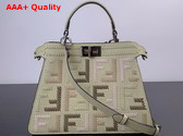Fendi Peekaboo Iseeu Small Sage Green Leather Bag with FF Interlacing Replica