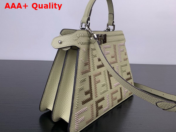Fendi Peekaboo Iseeu Small Sage Green Leather Bag with FF Interlacing Replica