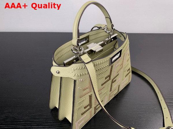 Fendi Peekaboo Iseeu Small Sage Green Leather Bag with FF Interlacing Replica