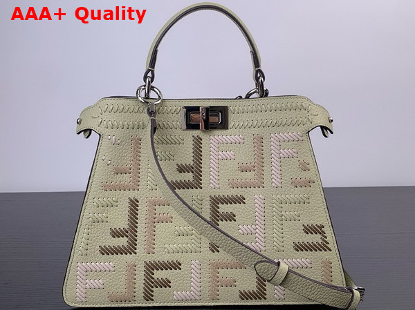 Fendi Peekaboo Iseeu Small Sage Green Leather Bag with FF Interlacing Replica