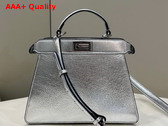 Fendi Peekaboo Iseeu Small Silver Laminated Leather Bag Replica