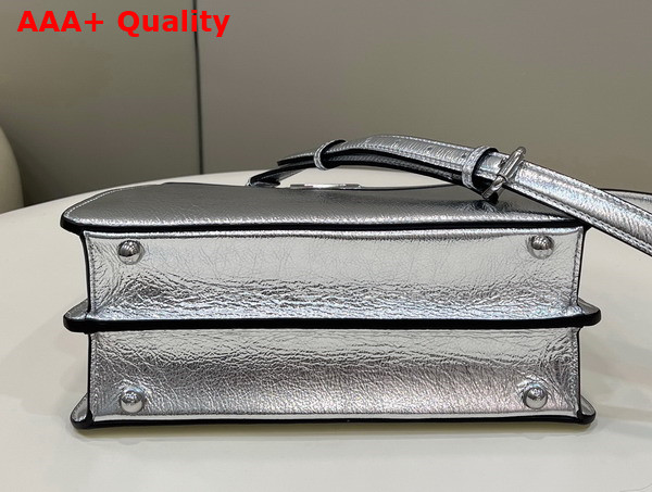 Fendi Peekaboo Iseeu Small Silver Laminated Leather Bag Replica