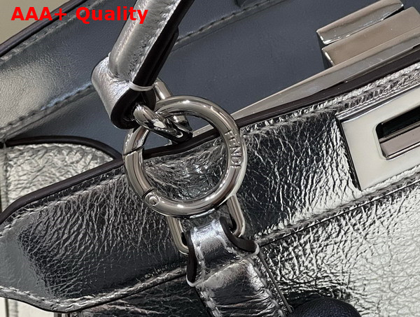 Fendi Peekaboo Iseeu Small Silver Laminated Leather Bag Replica