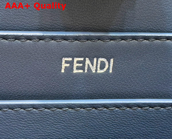 Fendi Peekaboo Iseeu Small in Blue Nappa Leather with Black and White Interlace Trims Replica