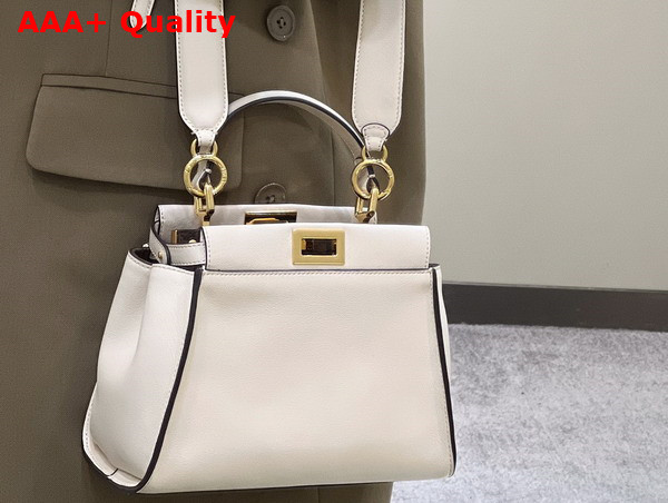 Fendi Peekaboo Mini Bag in White Leather Replica