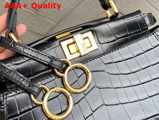 Fendi Peekaboo Mini Black Crocodile Handbag Replica