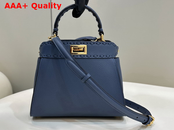 Fendi Peekaboo Mini Blue Selleria Bag with Oversize Topstitching Replica