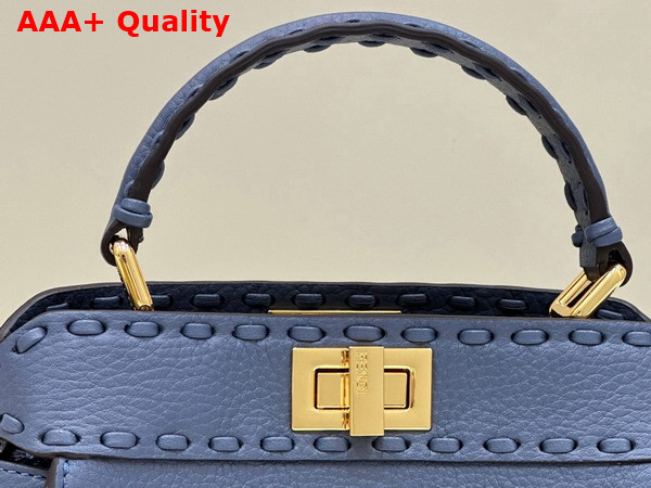 Fendi Peekaboo Mini Blue Selleria Bag with Oversize Topstitching Replica