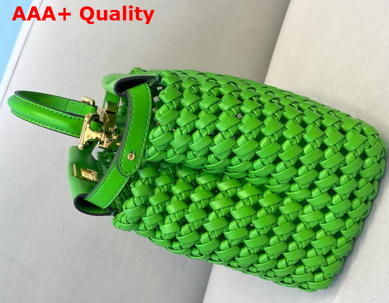 Fendi Peekaboo Mini Green Braided Leather Bag Replica
