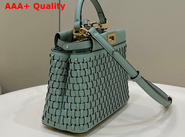 Fendi Peekaboo Mini Handbag in Light Blue Woven Leather Replica