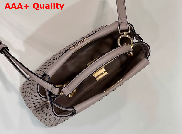 Fendi Peekaboo Mini Handbag in Nude Woven Leather Replica