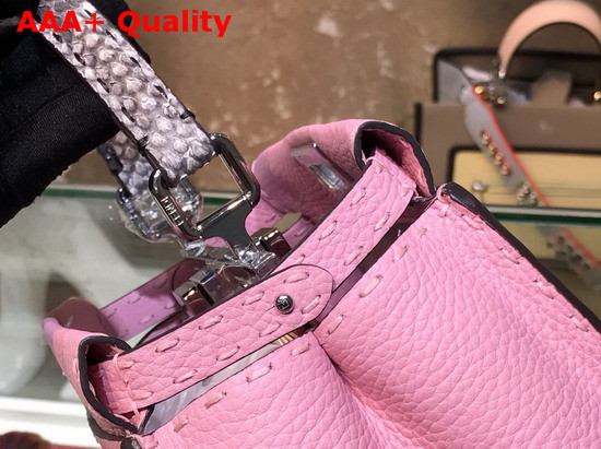 Fendi Peekaboo Mini Handbag in Pink Roman Leather with Elaphe Covered Handle Replica