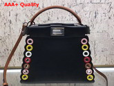 Fendi Peekaboo Mini Handbag with Multicolor Grommets Black Calf Leather Replica
