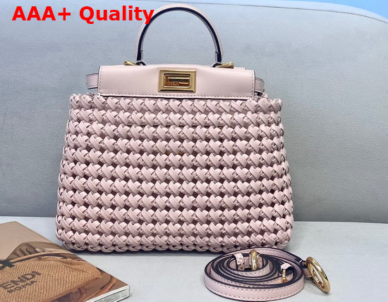 Fendi Peekaboo Mini Pink Braided Leather Bag Replica