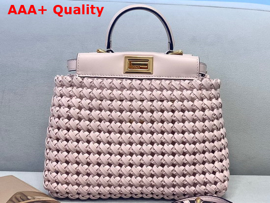 Fendi Peekaboo Mini Pink Braided Leather Bag Replica
