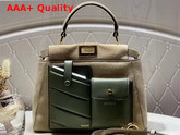Fendi Peekaboo Mini Pocket Bag Beige Suede and Green Calf Leather Replica