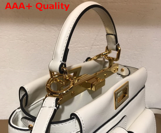 Fendi Peekaboo Mini Pocket Handbag in White Calf Leather Replica