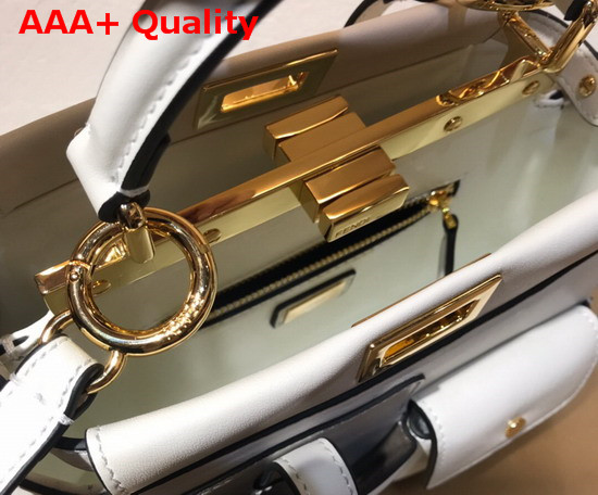 Fendi Peekaboo Mini Pocket Handbag in White Calf Leather Replica