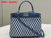 Fendi Peekaboo Mini White and Blue Woven Leather Bag Replica