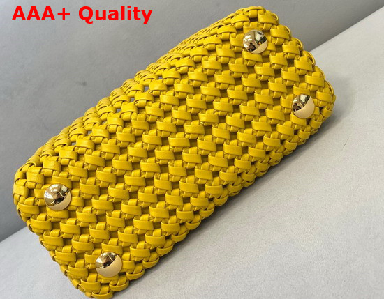 Fendi Peekaboo Mini Yellow Braided Leather Bag Replica