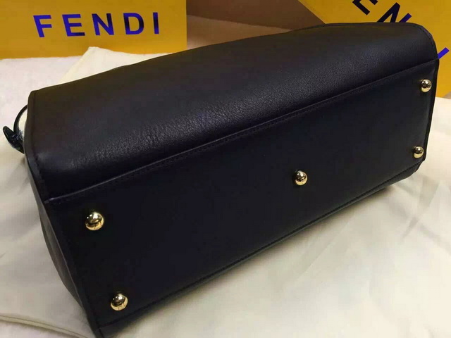 Fendi Peekaboo Regular Bag Black Real Leather for Sale