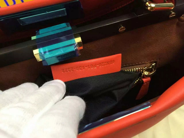 Fendi Peekaboo Regular Bag Red Smooth Calfskin for Sale
