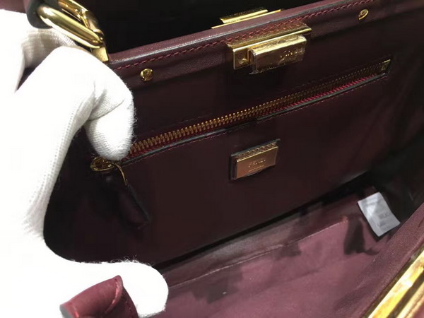 Fendi Peekaboo Regular Bag in Bordeaux with Decorative Border for Sale