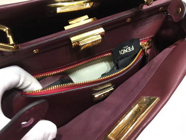 Fendi Peekaboo Regular Bag in Bordeaux with Decorative Border for Sale