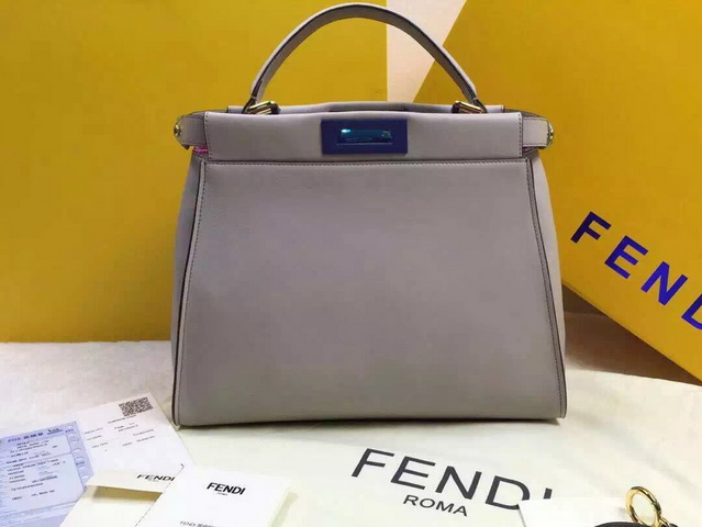 Fendi Peekaboo Regular Handbag Grey for Sale