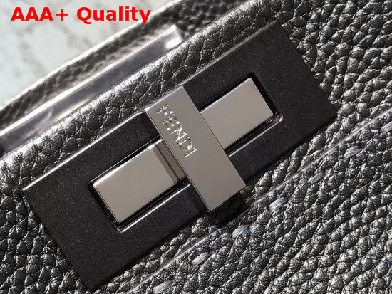 Fendi Peekaboo Regular Handbag in Black Grained Calfskin Replica
