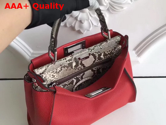 Replica Fendi Peekaboo Selleria Handbag in Red with Python DetailsReplica