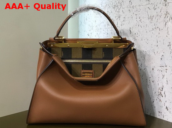 Fendi Peekaboo Regular Handbag in Brown Calfskin Replica