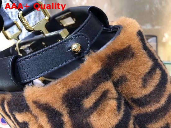 Fendi Peekaboo Regular Handbag in Brown Sheepskin with FF Motif Replica