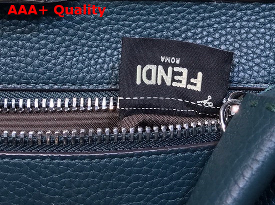 Fendi Peekaboo Regular Handbag in Green Roman Leather with Elaphe Covered Handle Replica