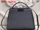 Fendi Peekaboo Regular Handbag in Light Blue Grained Calfskin and Snakeskin Replica