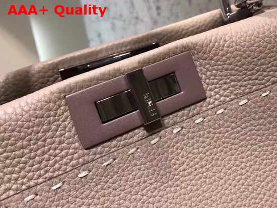 Fendi Peekaboo Regular Handbag in Light Grey Grained Calfskin Replica