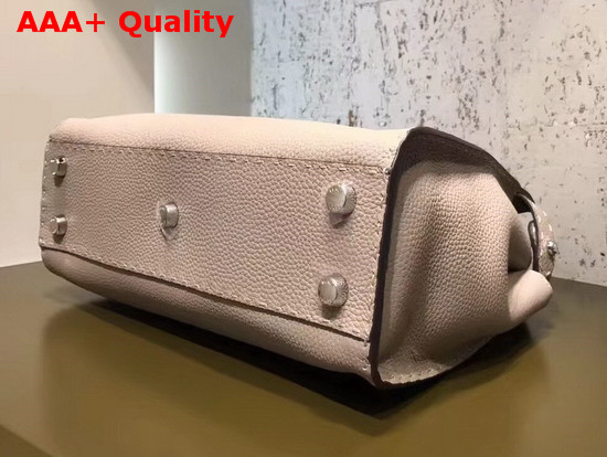 Fendi Peekaboo Regular Handbag in Light Grey Grained Calfskin Replica