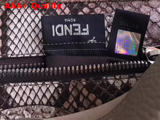 Fendi Peekaboo Regular Handbag in Light Grey Grained Calfskin and Snakeskin Replica
